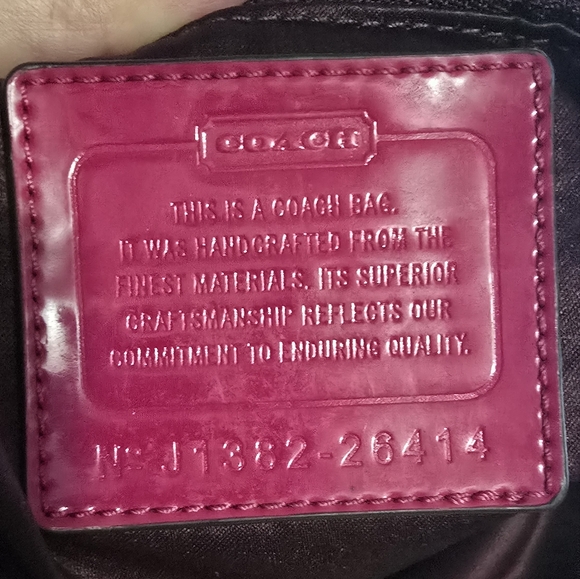 Coach Poppy Signature Metallic Outline Pink Purple Tote & Dust Bag - Picture 9 of 15